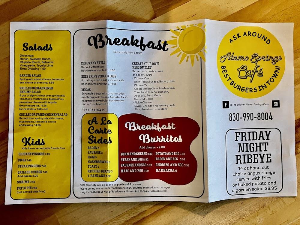 Alamo Springs Café Menu image 2